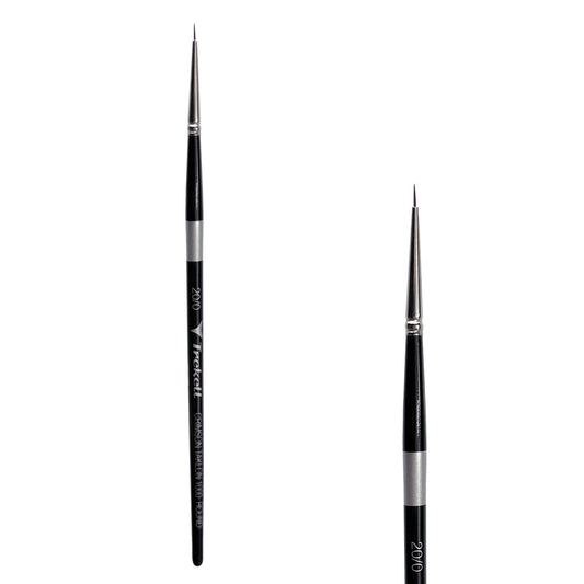 Trekell Crimson Taklon Short Handle Artist Brush, size #20/0 Round, ideal for Watercolor, Oil, and Acrylic Painting