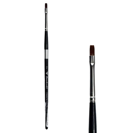Trekell Crimson Taklon Short Handle Artist Brush, size #2 Bright, ideal for Watercolor, Oil, and Acrylic Painting
