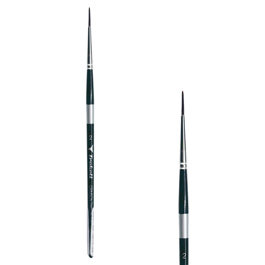 Trekell Crimson Taklon Short Handle Artist Brush, size Size #2 Liner, ideal for Watercolor, Oil, and Acrylic Painting