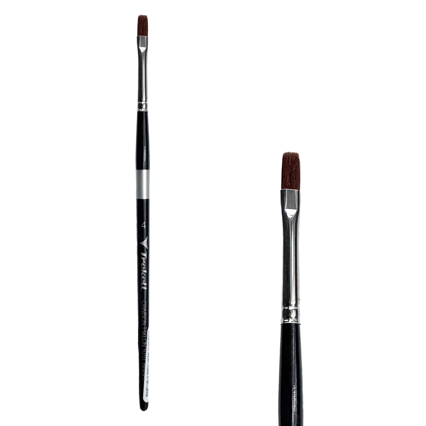 Trekell Crimson Taklon Short Handle Artist Brush, size #4 Bright, ideal for Watercolor, Oil, and Acrylic Painting