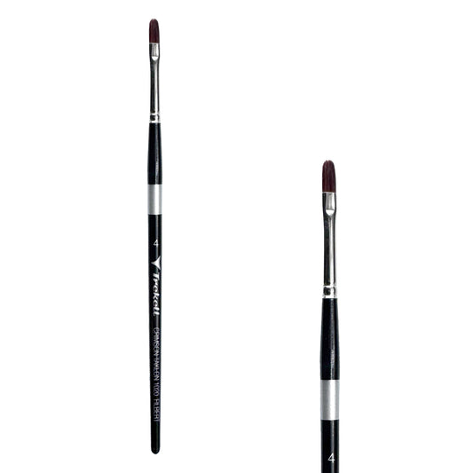 Trekell Crimson Taklon Short Handle Artist Brush, size Size #4 Filbert, ideal for Watercolor, Oil, and Acrylic Painting
