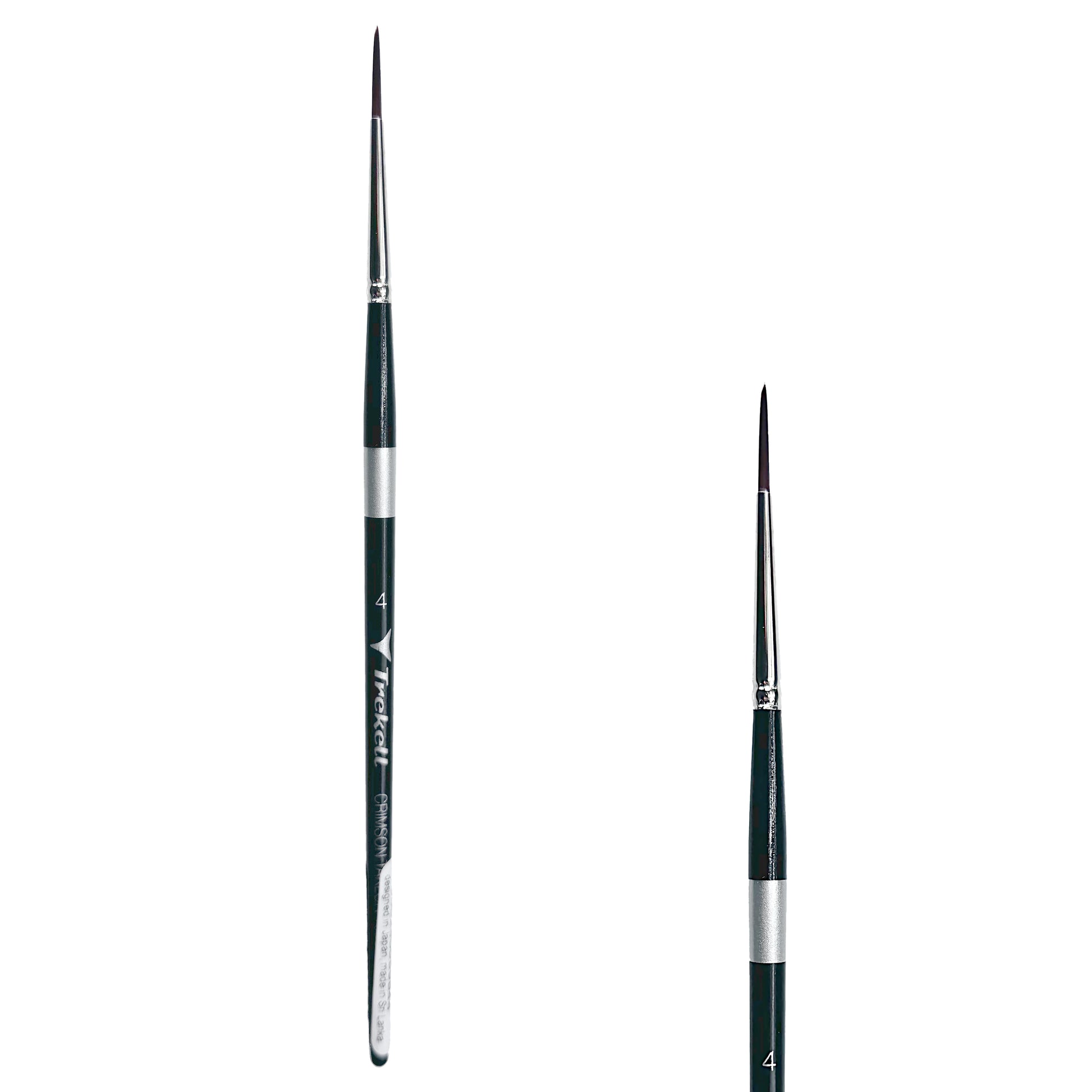 Trekell Crimson Taklon Short Handle Artist Brush, size Size #4 Liner, ideal for Watercolor, Oil, and Acrylic Painting
