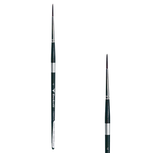 Trekell Crimson Taklon Short Handle Artist Brush, size Size #4 Liner, ideal for Watercolor, Oil, and Acrylic Painting