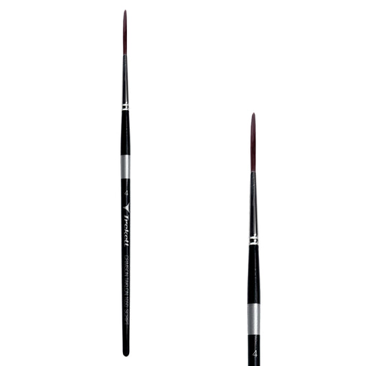 Trekell Crimson Taklon Short Handle Artist Brush, size Size #4 Script/Rigger, ideal for Watercolor, Oil, and Acrylic Painting