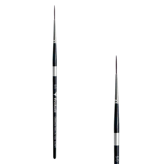 Trekell Crimson Taklon Short Handle Artist Brush, size Size #5/0 Script/Rigger, ideal for Watercolor, Oil, and Acrylic Painting