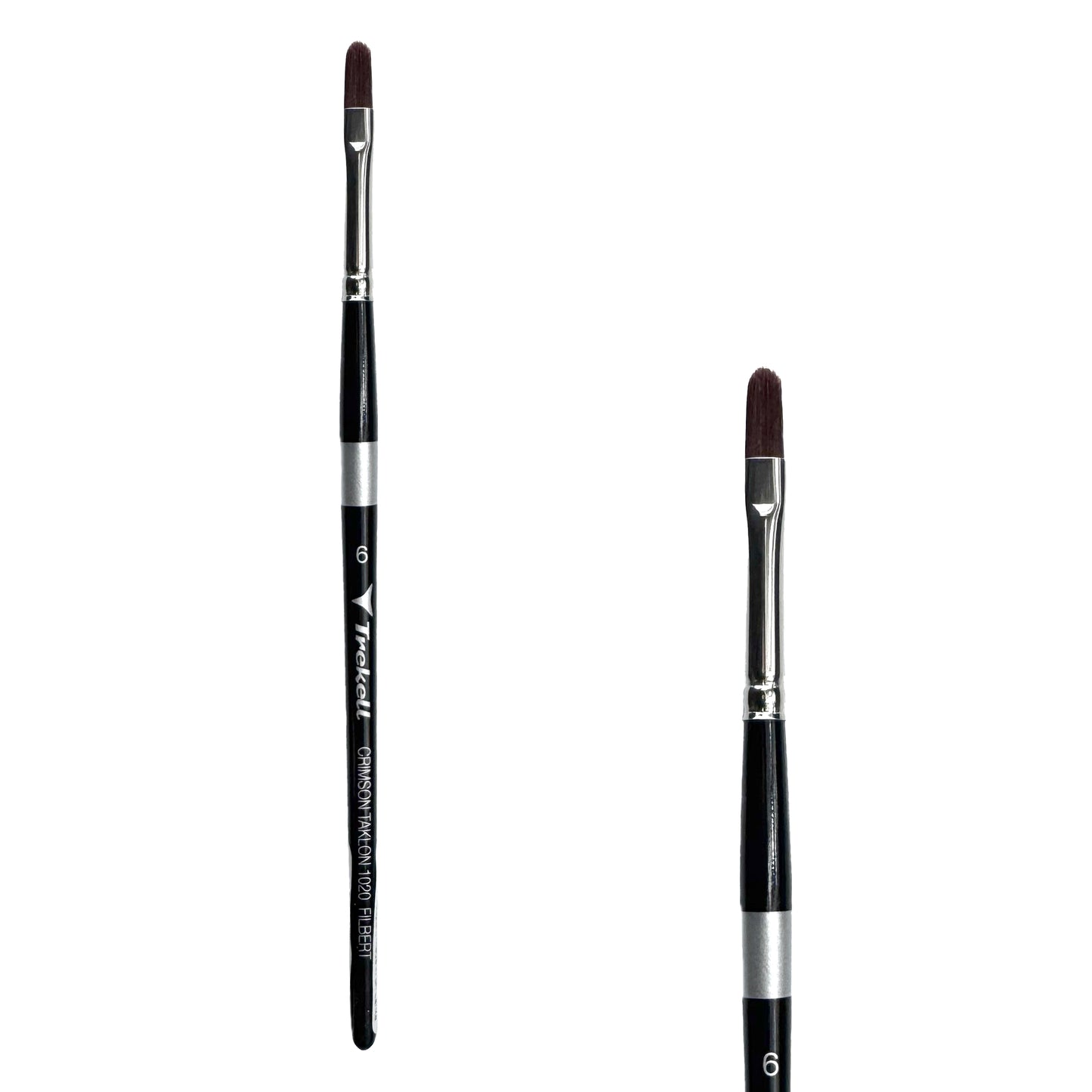 Trekell Crimson Taklon Short Handle Artist Brush, size Size #6 Filbert, ideal for Watercolor, Oil, and Acrylic Painting
