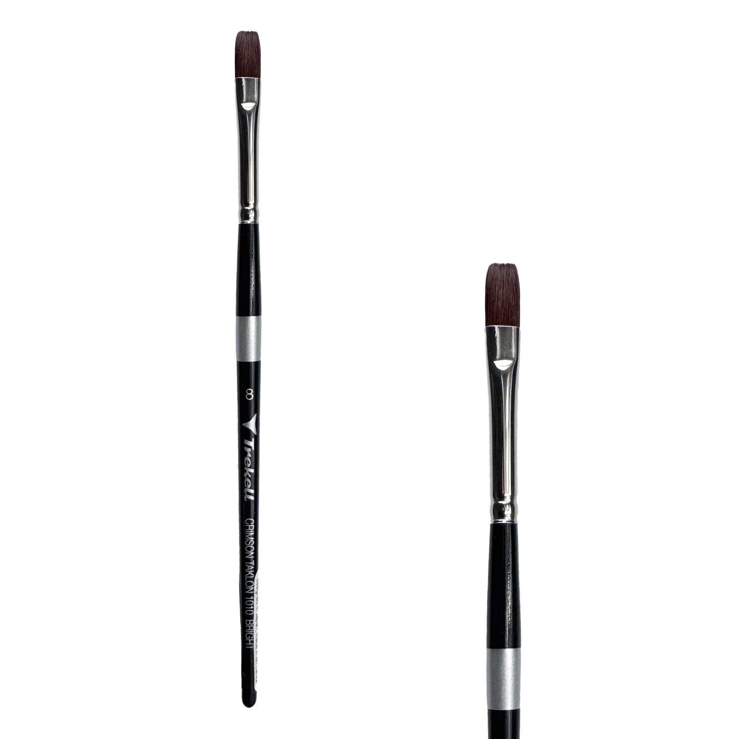 Trekell Crimson Taklon Short Handle Artist Brush, size #8 Bright, ideal for Watercolor, Oil, and Acrylic Painting
