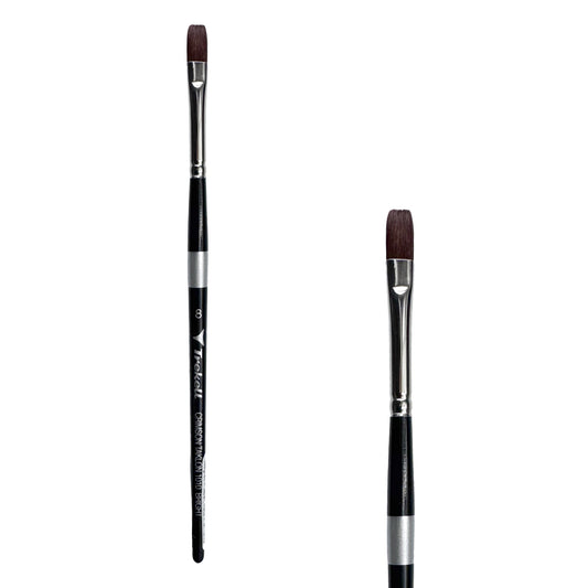 Trekell Crimson Taklon Short Handle Artist Brush, size #8 Bright, ideal for Watercolor, Oil, and Acrylic Painting
