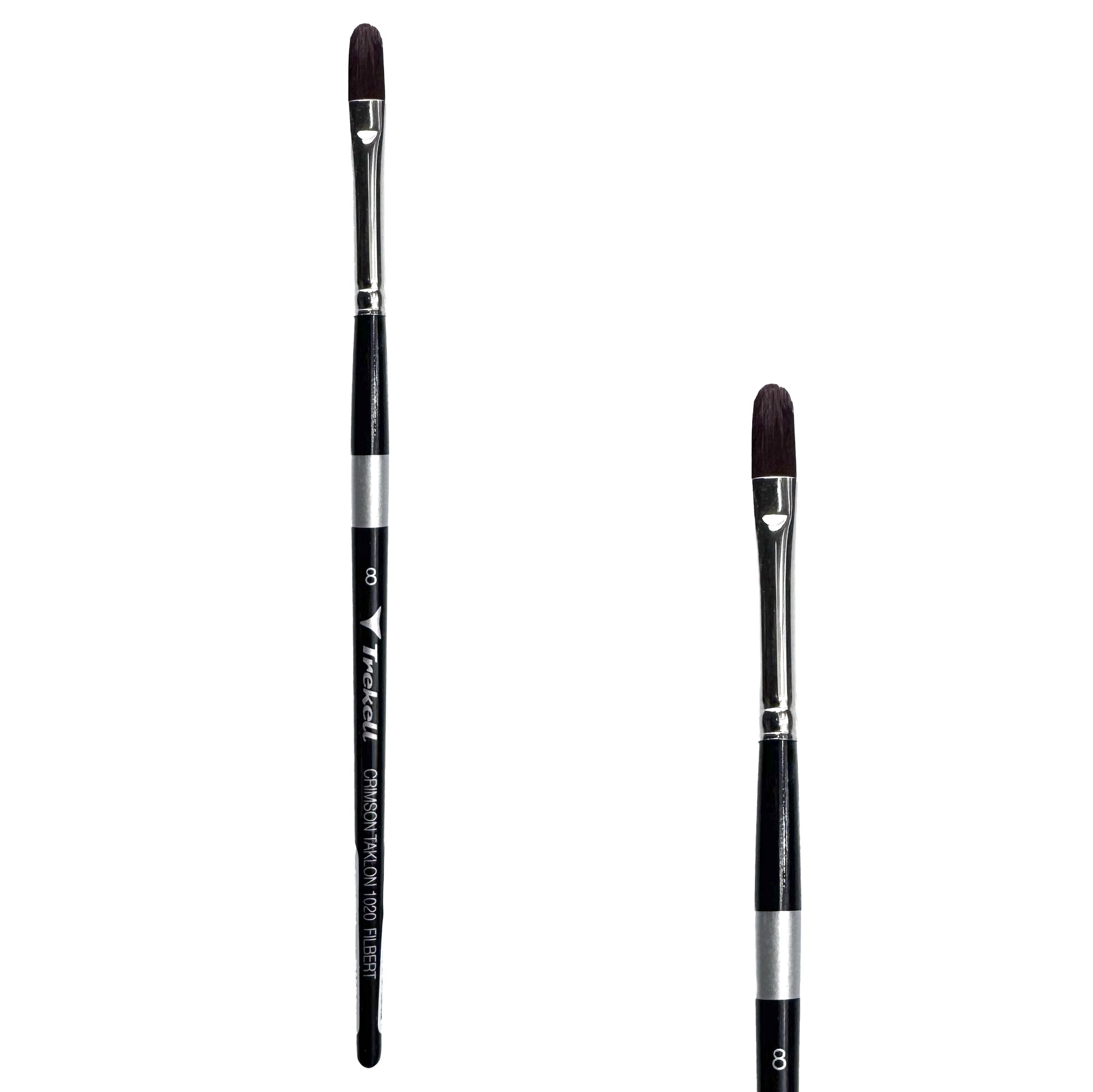 Trekell Crimson Taklon Short Handle Artist Brush, size Size #8 Filbert, ideal for Watercolor, Oil, and Acrylic Painting