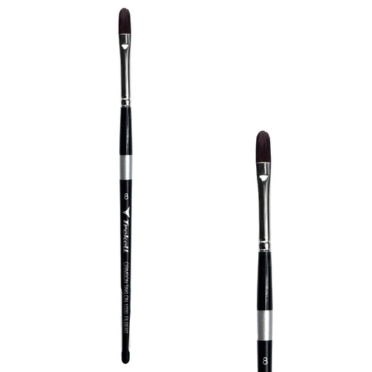 Trekell Crimson Taklon Short Handle Artist Brush, size Size #8 Filbert, ideal for Watercolor, Oil, and Acrylic Painting