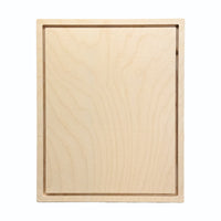 Trekell 11" x 14" square floater wood panel made from 1/2" Baltic birch with 1/4" routed gap and 1/2" frame edge, pre-sanded smooth surface with keyhole backing, ready for sealing and priming for various painting media.