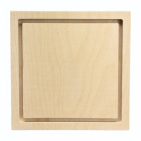 Trekell 6"x 6" square floater wood panel made from 1/2" Baltic birch with 1/4" routed gap and 1/2" frame edge, pre-sanded smooth surface with keyhole backing, ready for sealing and priming for various painting media.