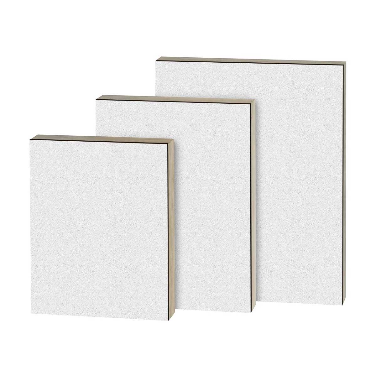 Trekell 10" x 10" gesso-primed hardboard panel with 7/8" gallery-profile basswood cradle, lightly textured, sealed with Golden GAC 100, suitable for oil and acrylic painting, made in the USA.