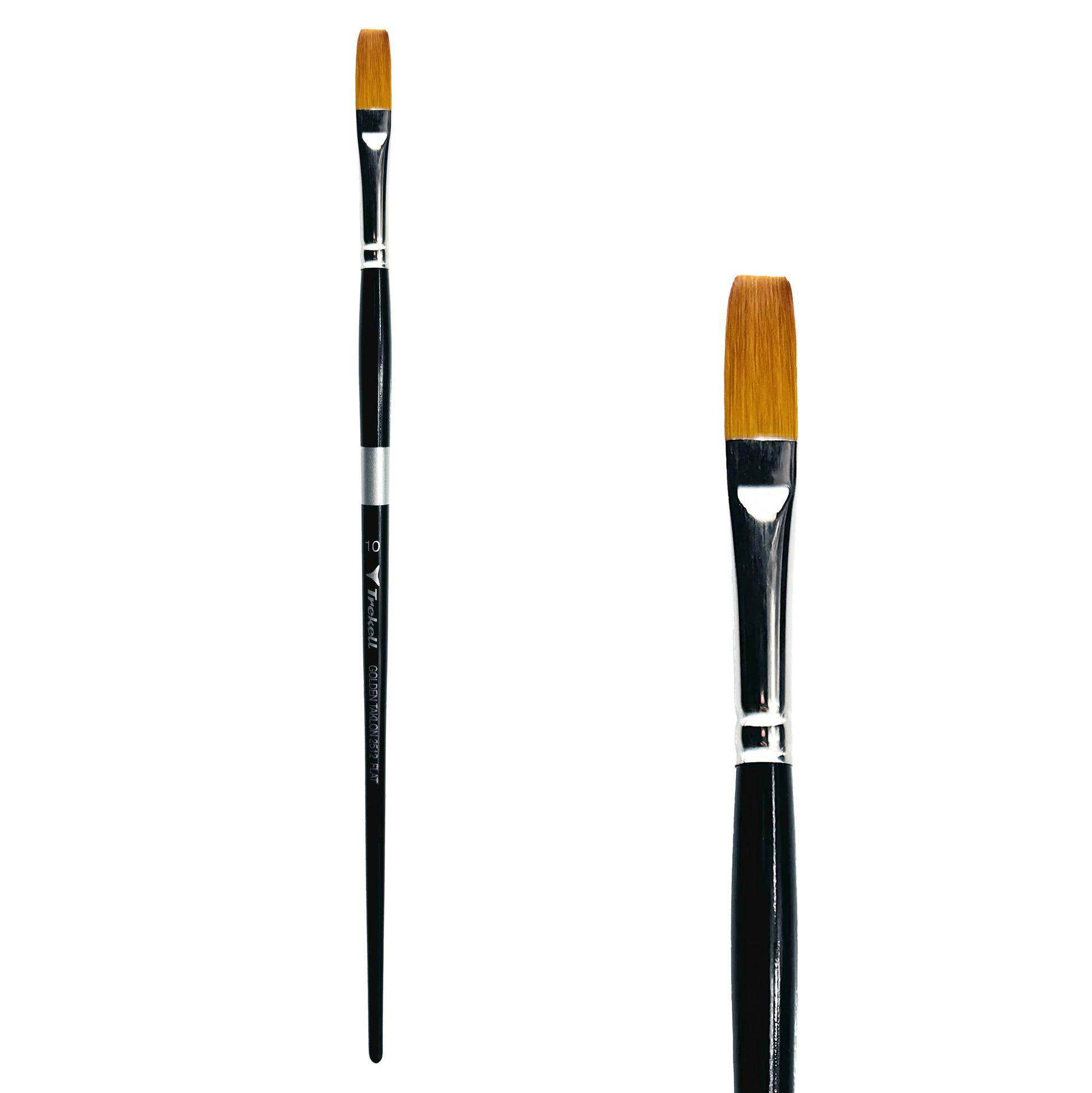 Trekell Golden Taklon #10 Flat Brush is ideal for Watercolor, Oil, and Acrylic Painting