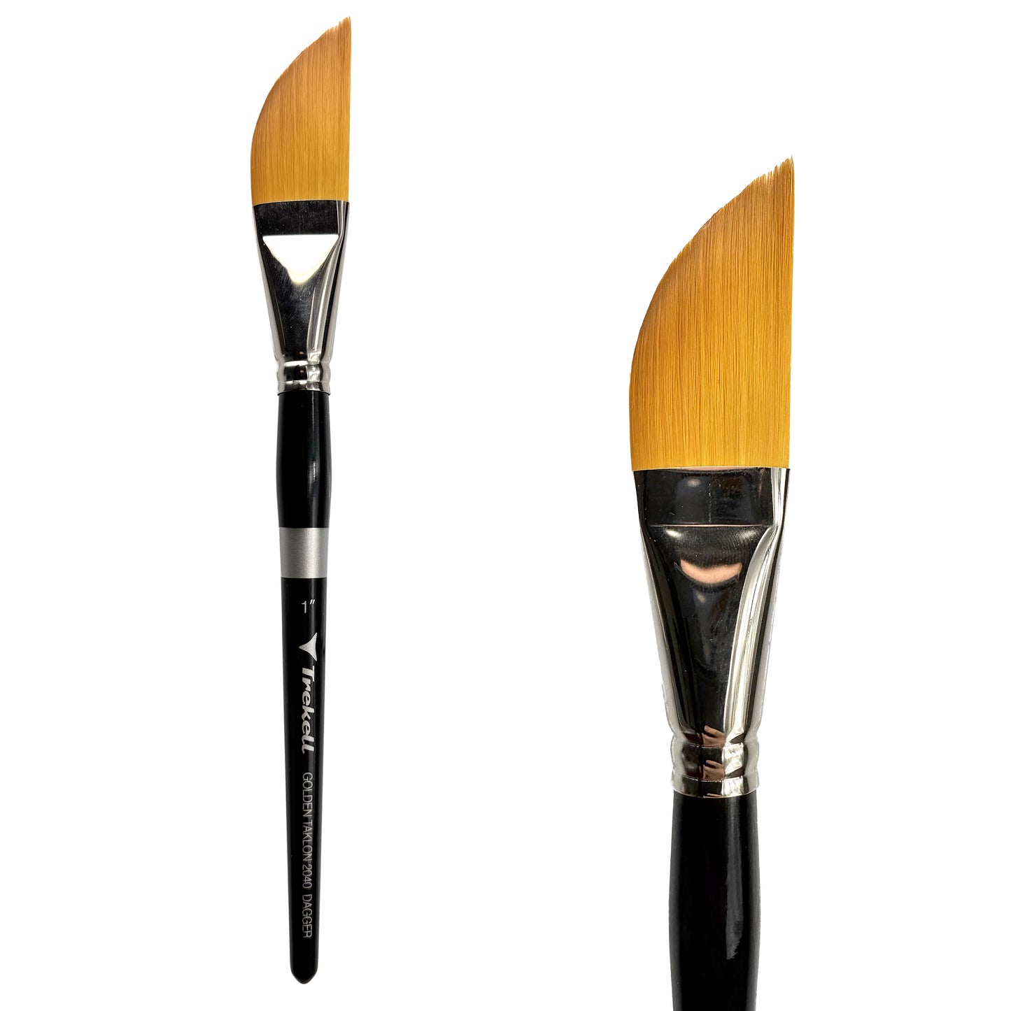 Trekell Golden Taklon 1" Dagger Brush is ideal for Watercolor, Oil, and Acrylic Painting