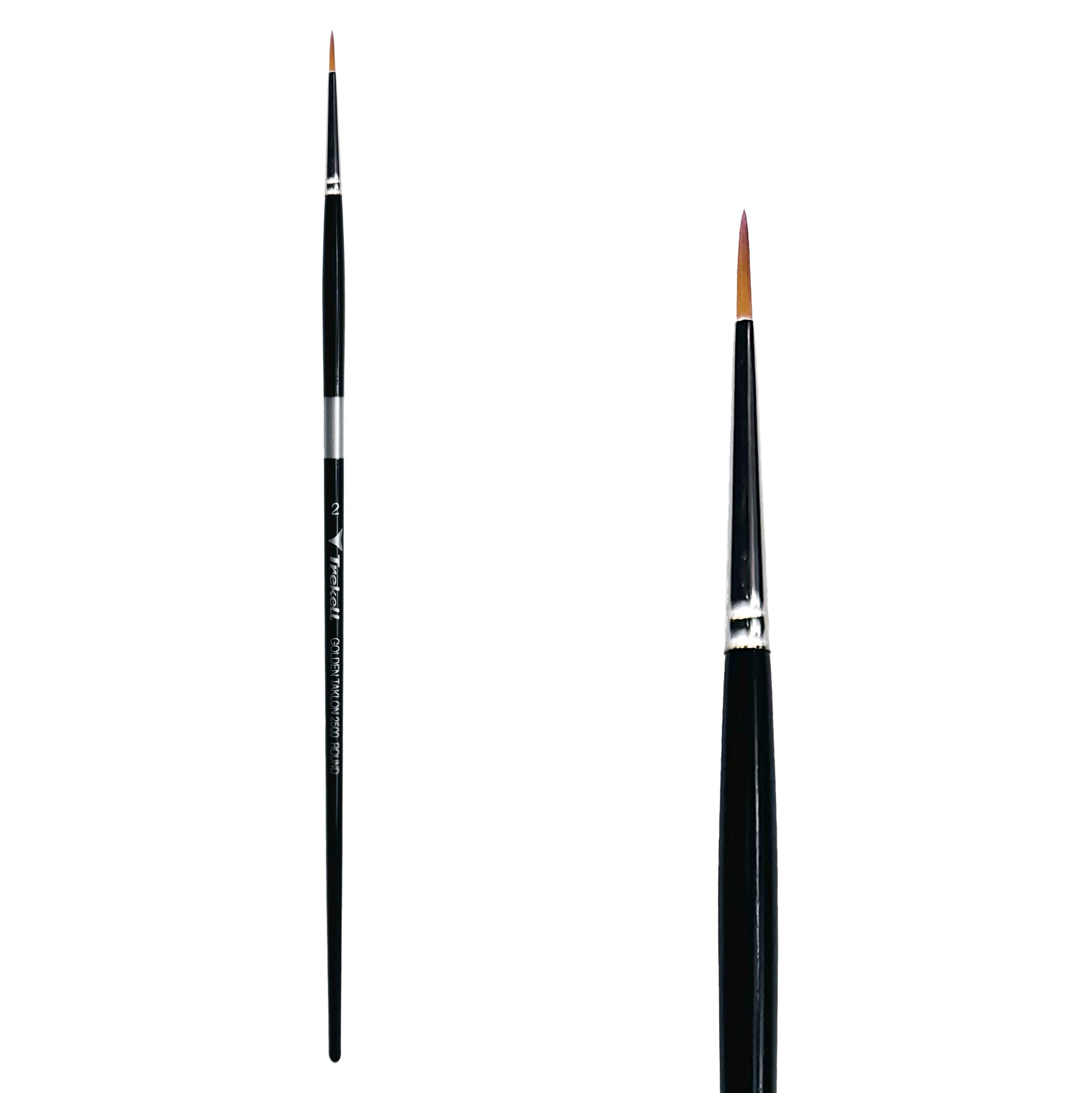 Trekell Golden Taklon #2 Round Brush is ideal for Watercolor, Oil, and Acrylic Painting
