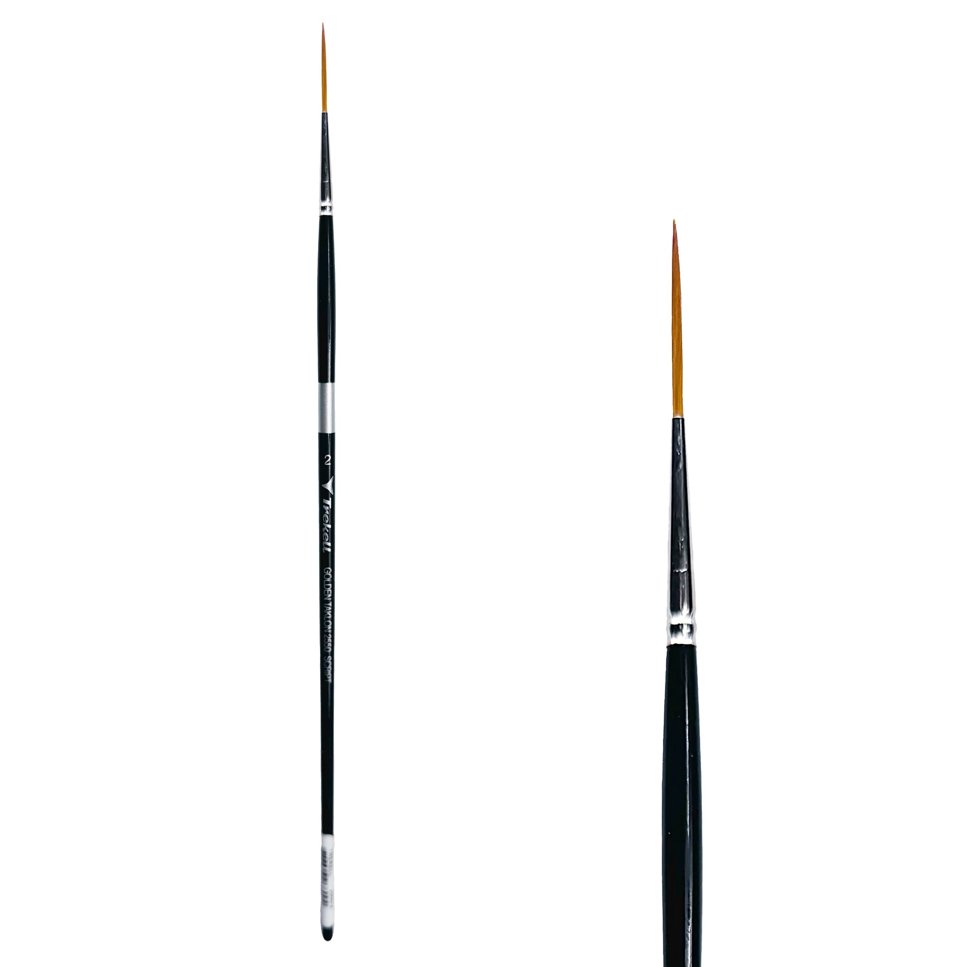 Trekell Golden Taklon #2 Script/Rigger Brush is ideal for Watercolor, Oil, and Acrylic Painting