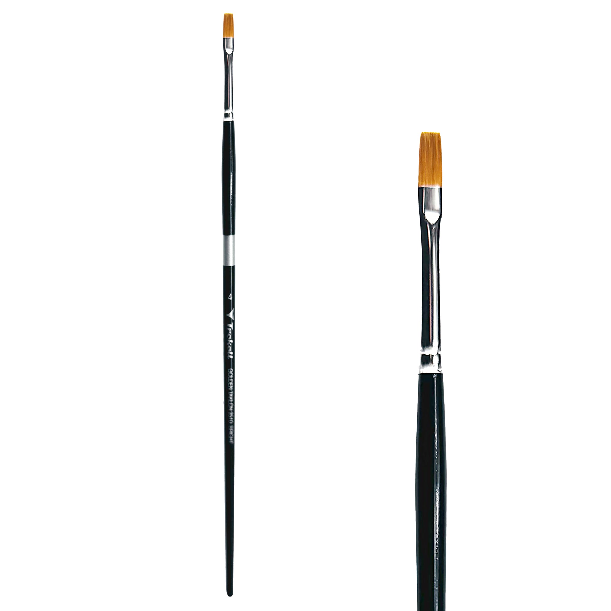 Trekell Golden Taklon #4 Bright Brush is ideal for Watercolor, Oil, and Acrylic Painting