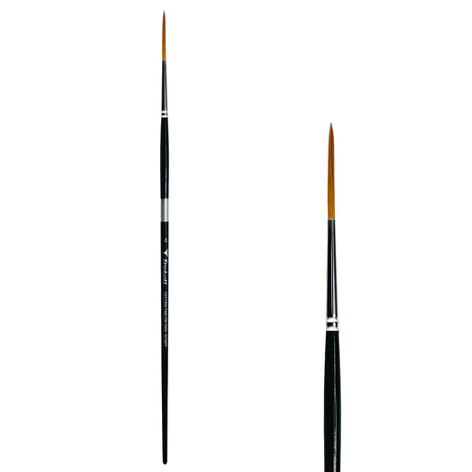 Trekell Golden Taklon #4 Script/Rigger Brush is ideal for Watercolor, Oil, and Acrylic Painting