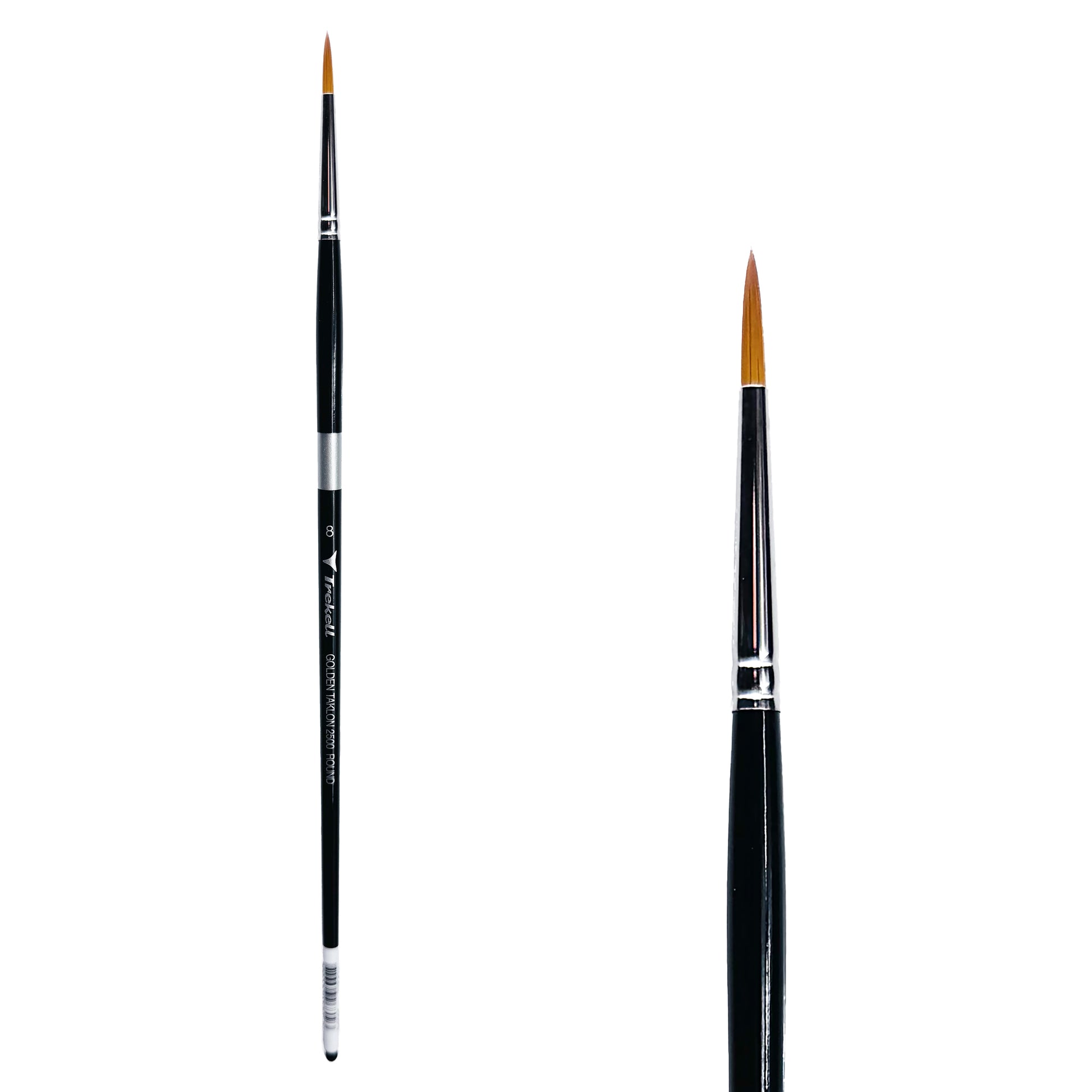 Trekell Golden Taklon #8 Round Brush is ideal for Watercolor, Oil, and Acrylic Painting