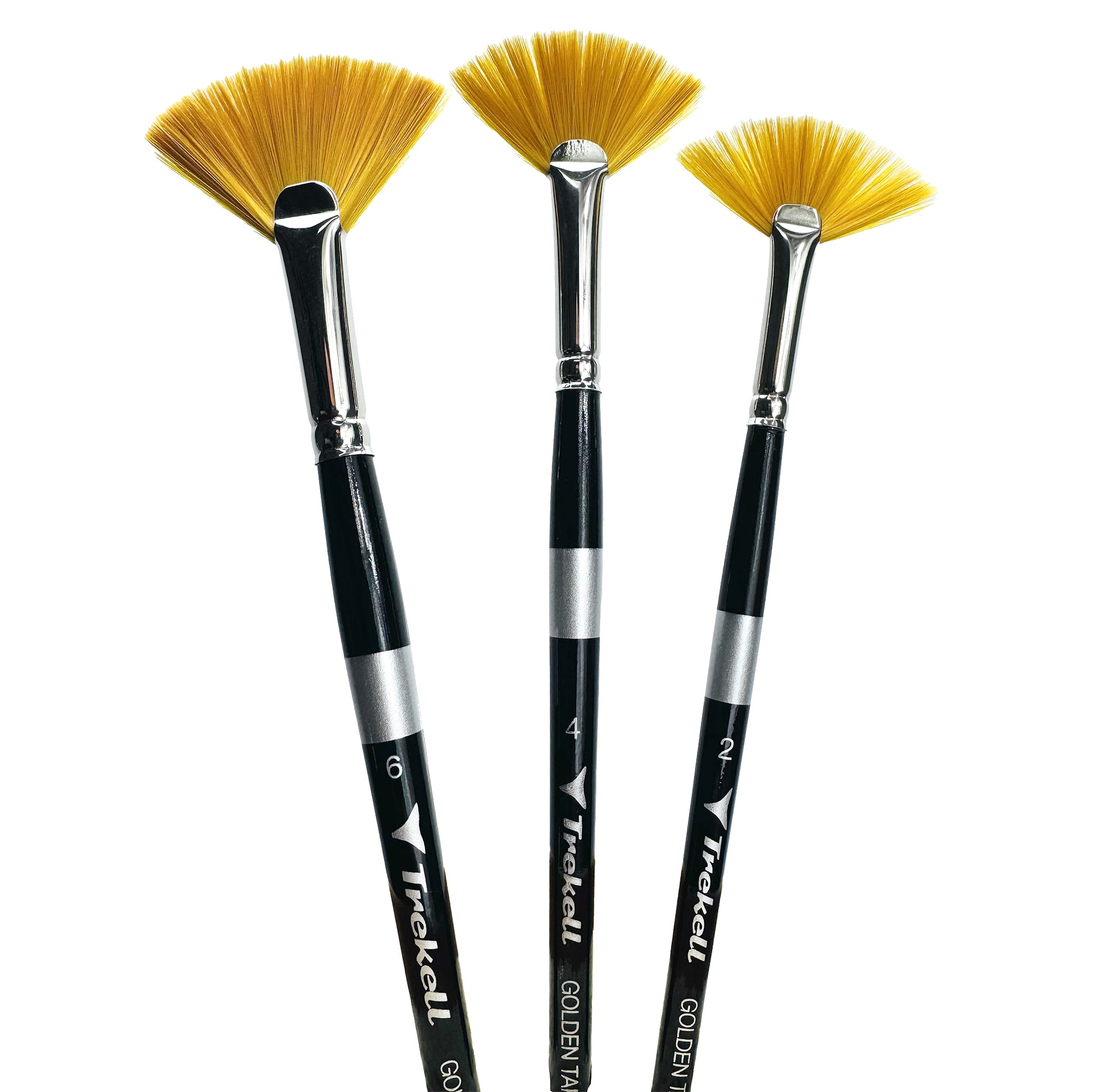 Trekell Golden Taklon Complete Liner Brush Set is ideal for Watercolor, Oil, and Acrylic Painting