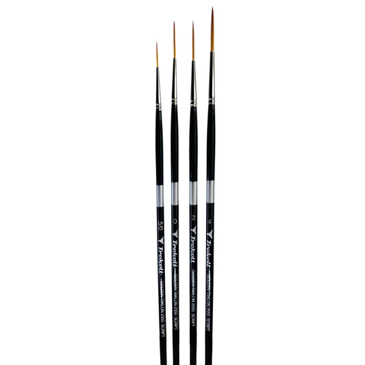 Trekell Golden Taklon Long Handle Artist brush, Complete Set, Script Rigger,  ideal for Watercolor, Oil, and Acrylic Painting
