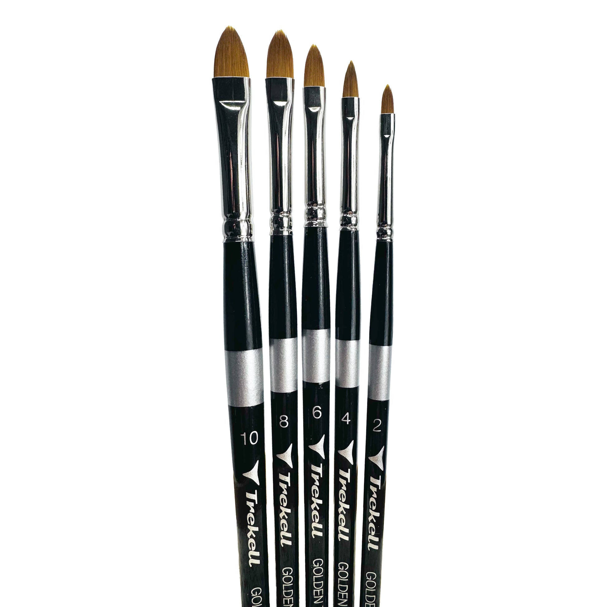 Trekell Golden Taklon Short Handle Artist brush, Complete Set, Cat's Tongue,  ideal for Watercolor, Oil, and Acrylic Painting
