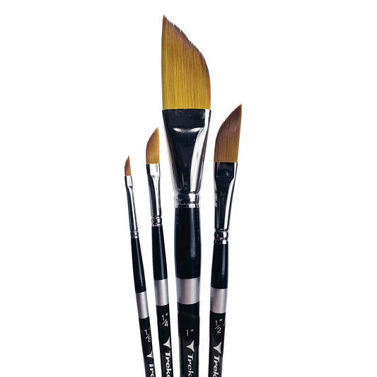 Trekell Golden Taklon Short Handle Artist brush, Complete Set, Dagger,  ideal for Watercolor, Oil, and Acrylic Painting