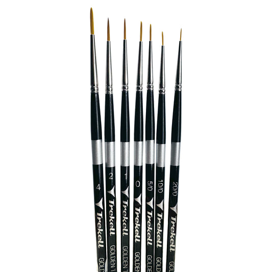 Trekell Golden Taklon Short Handle Artist brush, Complete Set, Liner,  ideal for Watercolor, Oil, and Acrylic Painting