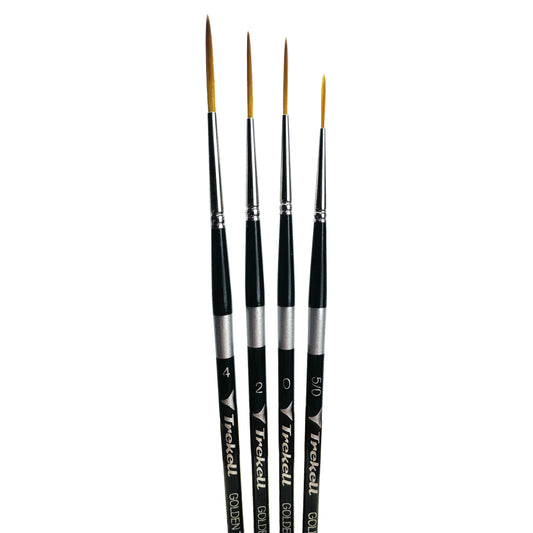 Trekell Golden Taklon Short Handle Artist brush, Complete Set, Script/Rigger,  ideal for Watercolor, Oil, and Acrylic Painting