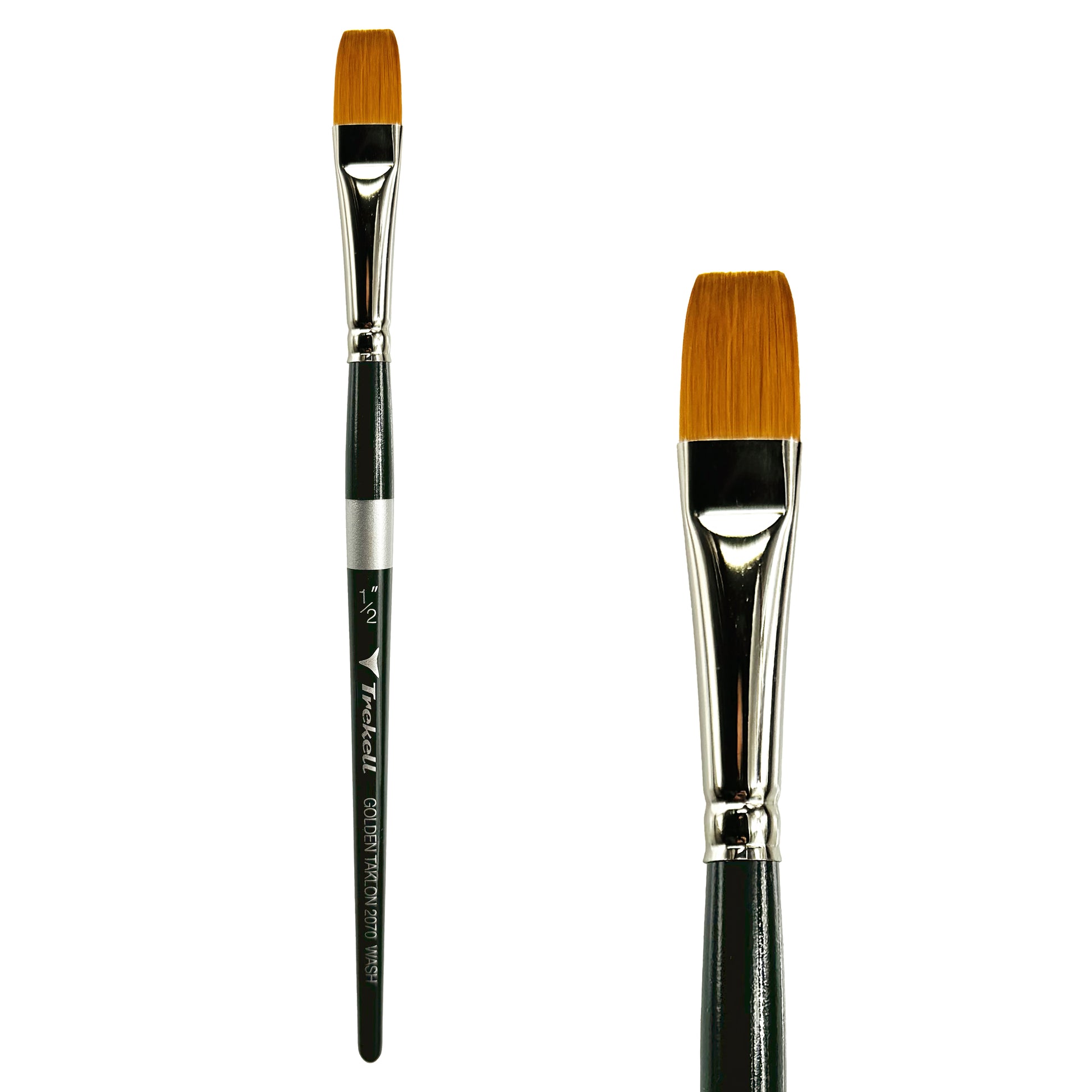 Trekell Golden Taklon Short Handle Artist brush, size 1/2" Wash, ideal for Watercolor, Oil, and Acrylic Painting
