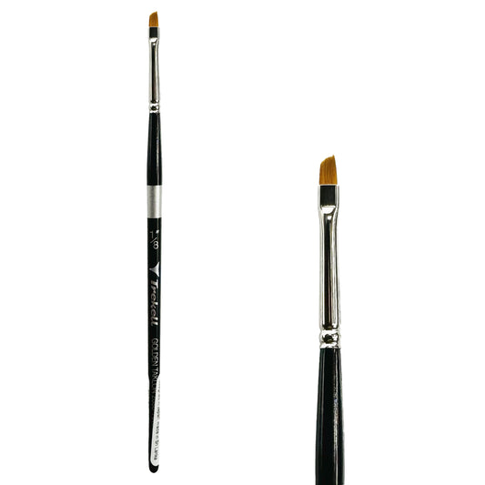 Trekell Golden Taklon Short Handle Artist brush, size 1/8" Angle, ideal for Watercolor, Oil, and Acrylic Painting