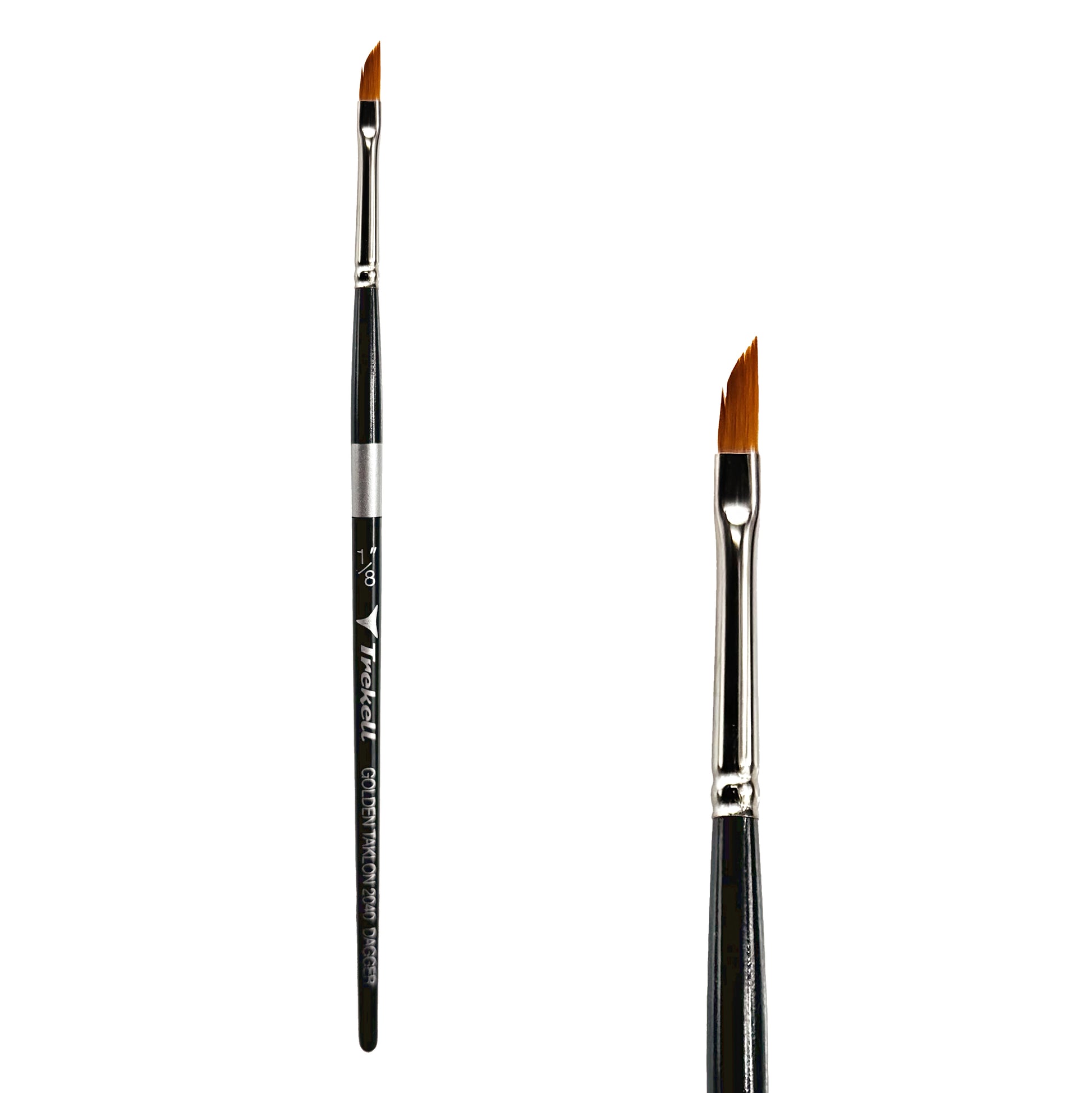 Trekell Golden Taklon Short Handle Artist brush, size 1/8" Dagger,  ideal for Watercolor, Oil, and Acrylic Painting