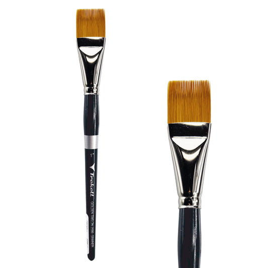 Trekell Golden Taklon Short Handle Artist brush, size 1" Grainer, ideal for Watercolor, Oil, and Acrylic Painting