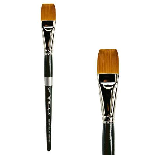 Trekell Golden Taklon Short Handle Artist brush, size 3/4" Wash, ideal for Watercolor, Oil, and Acrylic Painting
