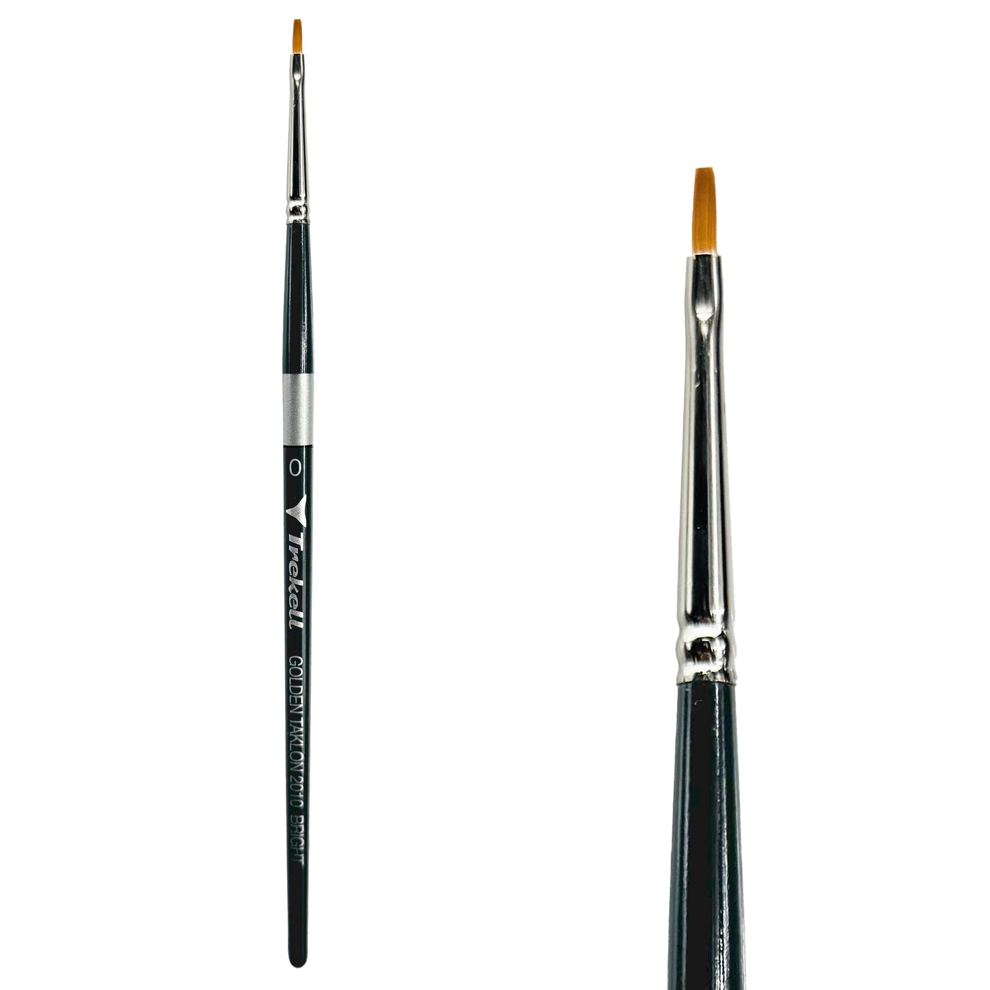 Trekell Golden Taklon Short Handle Artist brush, size #0 Bright,  ideal for Watercolor, Oil, and Acrylic Painting