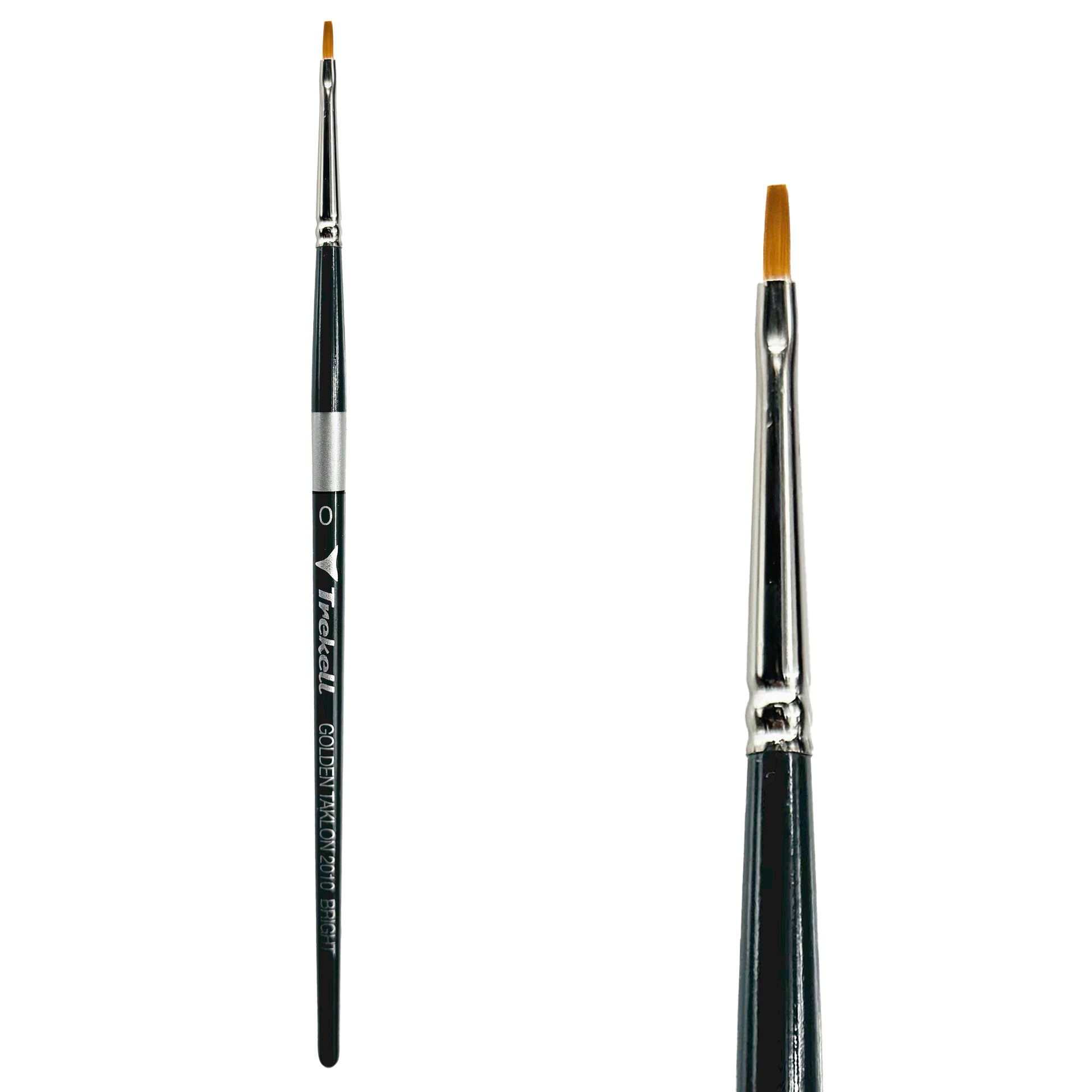 Trekell Golden Taklon Short Handle Artist brush, size #0 Bright,  ideal for Watercolor, Oil, and Acrylic Painting