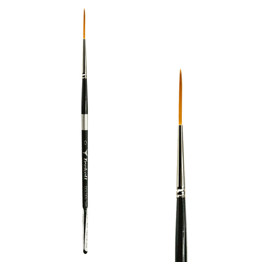 Trekell Golden Taklon Short Handle Artist brush, size #0 Script/Rigger, ideal for Watercolor, Oil, and Acrylic Painting