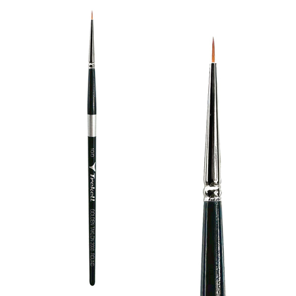 Golden Taklon Round Brush #10/0 – Short Handle | Trekell