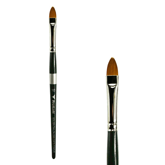Trekell Golden Taklon Short Handle Artist brush, size #10 Cat's Tongue, ideal for Watercolor, Oil, and Acrylic Painting