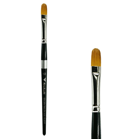 Trekell Golden Taklon Short Handle Artist brush, size #10 Filbert,  ideal for Watercolor, Oil, and Acrylic Painting