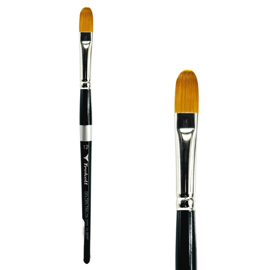 Trekell Golden Taklon Short Handle Artist brush, size #12 Filbert,  ideal for Watercolor, Oil, and Acrylic Painting