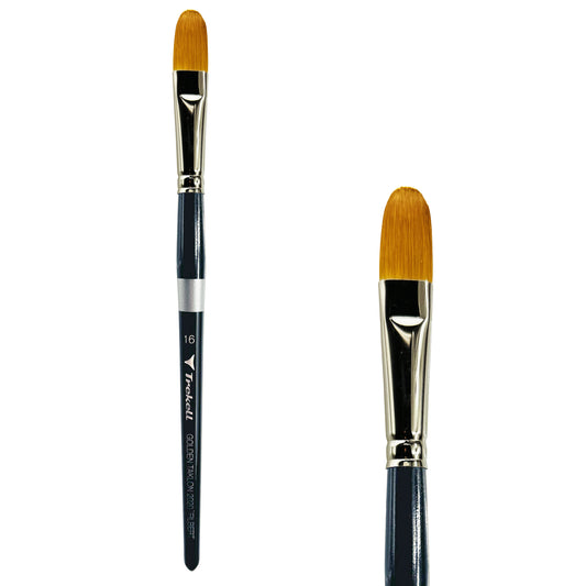 Trekell Golden Taklon Short Handle Artist brush, size #16 Filbert,  ideal for Watercolor, Oil, and Acrylic Painting