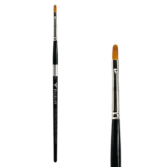 Trekell Golden Taklon Short Handle Artist brush, size #2 Filbert,  ideal for Watercolor, Oil, and Acrylic Painting