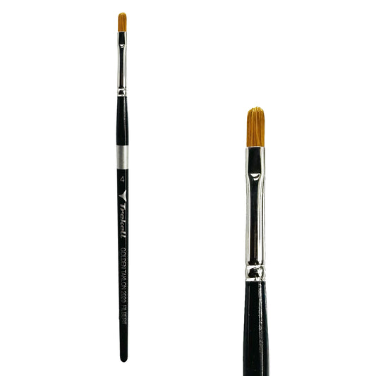 Trekell Golden Taklon Short Handle Artist brush, size #4 Filbert,  ideal for Watercolor, Oil, and Acrylic Painting
