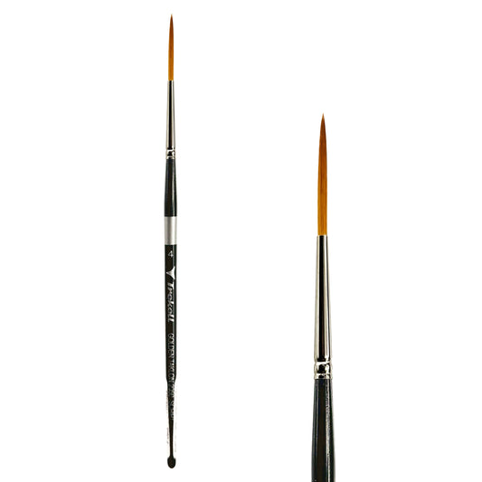 Trekell Golden Taklon Short Handle Artist brush, size #4 Script/Rigger, ideal for Watercolor, Oil, and Acrylic Painting
