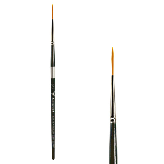 Trekell Golden Taklon Short Handle Artist brush, size #5/0 Script/Rigger, ideal for Watercolor, Oil, and Acrylic Painting