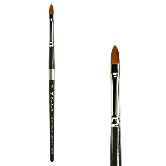 Trekell Golden Taklon Short Handle Artist brush, size #6 Cat's Tongue, ideal for Watercolor, Oil, and Acrylic Painting