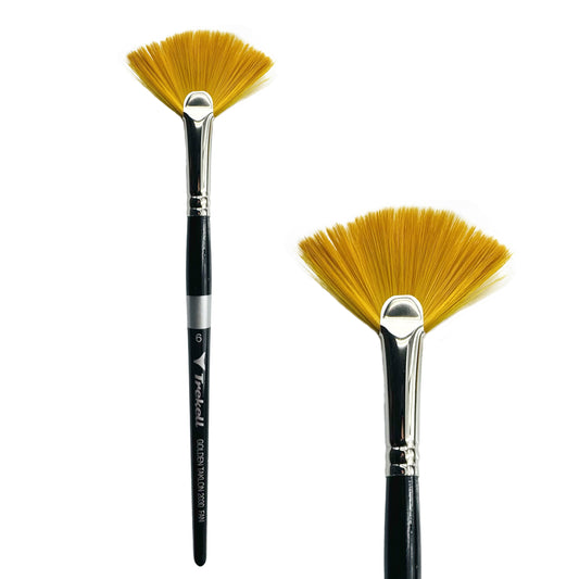 Trekell Golden Taklon Short Handle Artist brush, size #6 Fan,  ideal for Watercolor, Oil, and Acrylic Painting