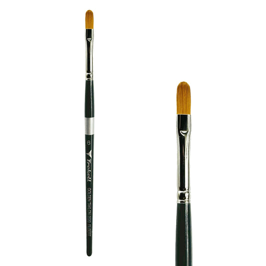 Trekell Golden Taklon Short Handle Artist brush, size #6 Filbert,  ideal for Watercolor, Oil, and Acrylic Painting